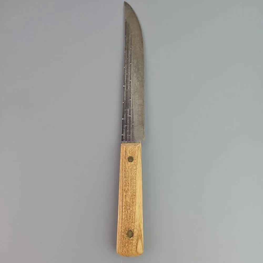 Vintage Forgecraft Hi Carbon Steel Chefs Slicing Knife 8 in Blade Wood Handle